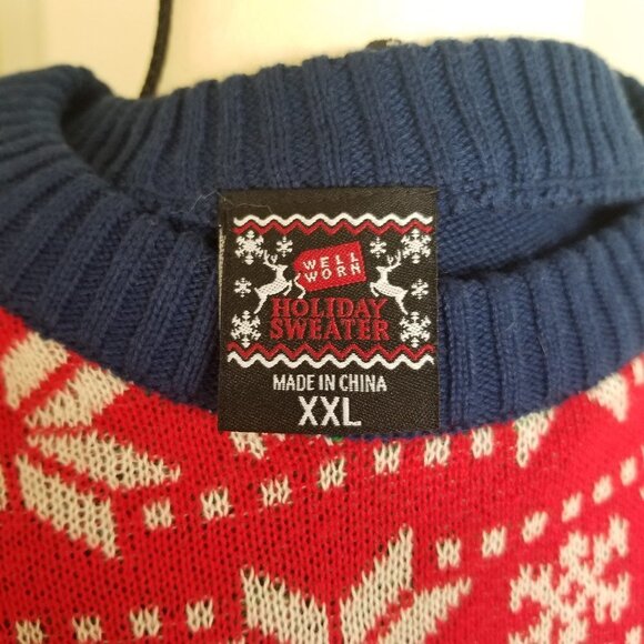 Well Worn Brand Holiday Sweater Reindeer Decorated Sweater Sz XXL - Picture 9 of 11